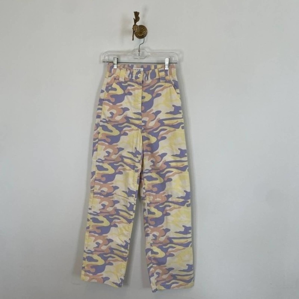 Topshop Pastel Camo Wide Leg Pants - Picture 5 of 7